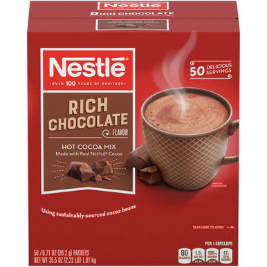 Nestle Rich Chocolate Hot Cocoa Mix Packet 50 Count - 6/Case (1.36 kg)