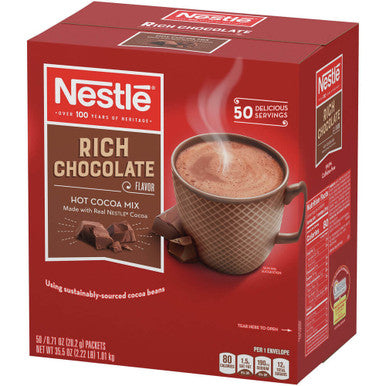 Nestle Rich Chocolate Hot Cocoa Mix Packet 50 Count - 6/Case (1.36 kg)