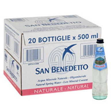 San Benedetto Natural Spring Water, Glass | 500ML/Unit, 20 Units/Case