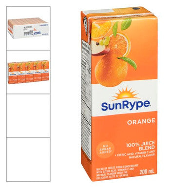 Sunrype Juice Orange Blend 100% 200ml/6.76oz (40/Case) - Canadian Made