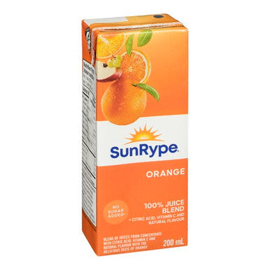Sunrype Juice Orange Blend 100% 200ml/6.76oz (40/Case) - Canadian Made