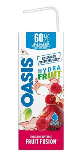 Oasis Fruit Fusion Hydrafruit Juice Boxes, 100 Percent | 200ML/Unit, 30 Units/Case