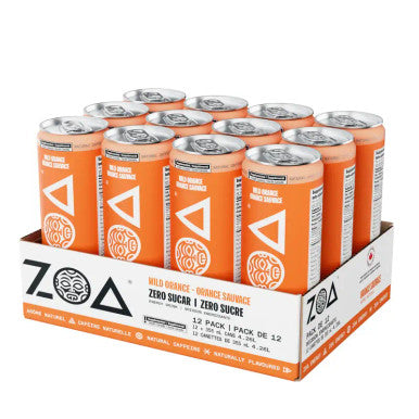 ZOA ZERO SUGAR ENERGY DRINK Wild Orange 12oz/355ml (12/Pack)