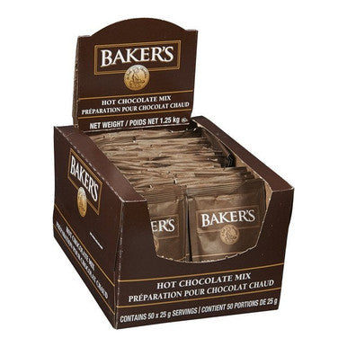 Bakers Instant Powder Hot Chocolate Drink Mix, Individual 25G | 50X25G/Unit, 2 Units/Case
