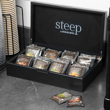 Steep by Bigelow 8 Compartment Black Tea Chest with Assorted Teas