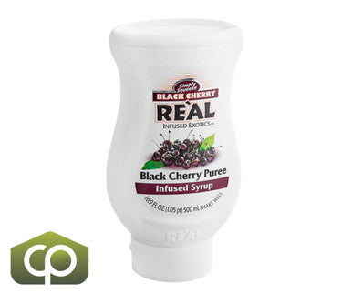 Real 16.9 fl. oz. Black Cherry Puree Infused Syrup - Sweet and Tart Flavor