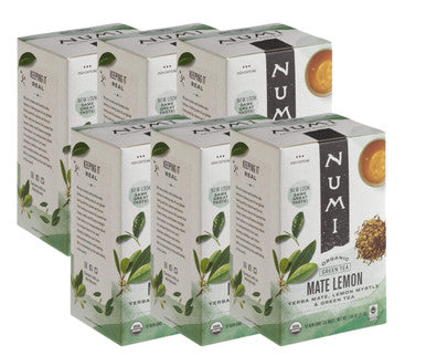 Numi Organic Mate Lemon Hot or Cold Brew Tea Bags - 18/Box (6/Case)