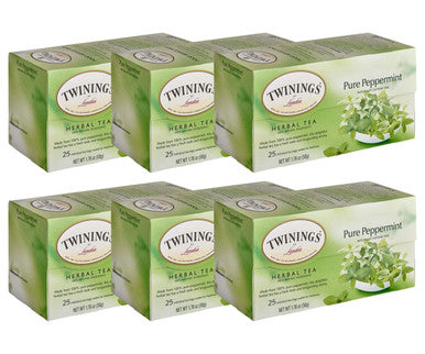 Twinings Pure Peppermint Refreshing Herbal Tea Bags - 25-Box(6/CASE)
