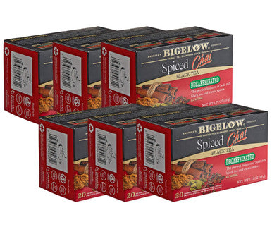 Bigelow Decaffeinated Spiced Chai Hot or Iced Tea Bags - 20/Box (6/Case)