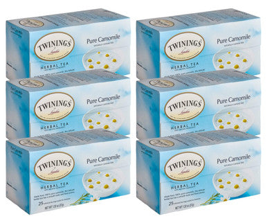 Twinings Pure Chamomile Herbal Relaxing & Caffeine-Free Tea Bags - 25-Count Box(6/CASE)