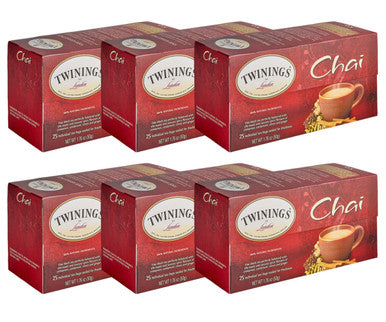 Twinings Chai Tea Bags - 25-Box | Premium Black Tea with Spices(6/CASE)