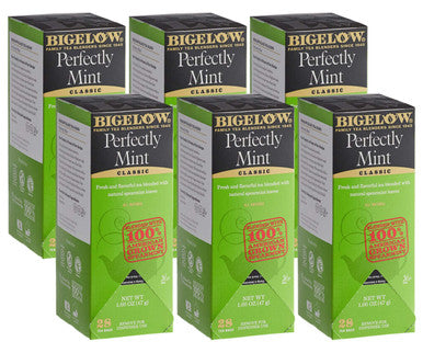 Bigelow Perfectly Mint Tea Bags - 28/Box | Robust Spearmint (6/Case)