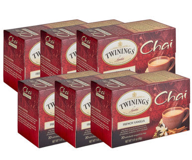 Twinings French Vanilla Chai Sweet & Spiced Tea Bags - 20-Count Box(6/CASE)