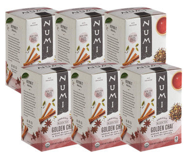 Numi Organic Golden Chai Tea Bags - 18-Box, Rich Assam Black (6/Case)