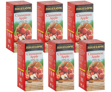Bigelow Cinnamon Apple Herbal Tea Bags - Sweet & Spicy, 28-Count (6/Case)