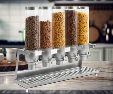 Rosseto 4.9 Liter, 5 Canister Snack/Cereal Dispenser - Precise Snacking Made Simple