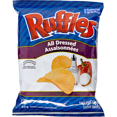 RUFFLES Potato Chips, All Dressed, Vending Chips 48x40.0 g