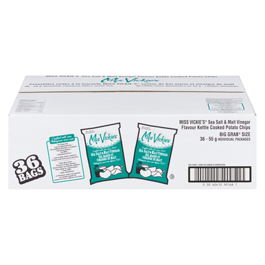 MISS VICKIES Potato Chips, Sea Salt & Malt Vinegar (Case) 36x55.0 g