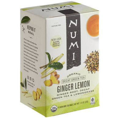 Numi Ginger Lemon Organic Blend Decaf Aromatic Tea Bags 16-Box (6/Case)