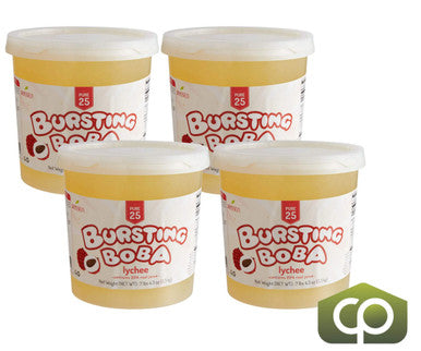 Bossen Pure25 Lychee Bursting Boba 7.04 lb. (3.19 kg) - 4/Case | Real Lychee Juice