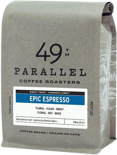 49th Parallel EPIC ESPRESSO Light Blend Coffee Beans (0.34 kg / 0.75 lbs) Bag (6/Case)