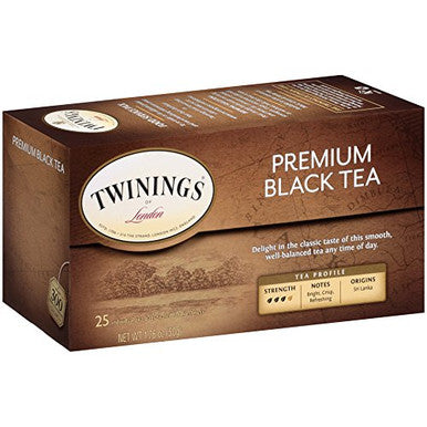 Twinings Premium Exquisite Black Tea Bags - 25-Count Box(6/CASE)