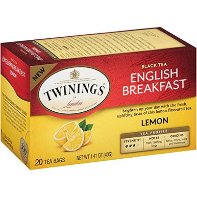 Twinings English Breakfast with Lemon Infusion Tea Bags - 20/Box(6/CASE)