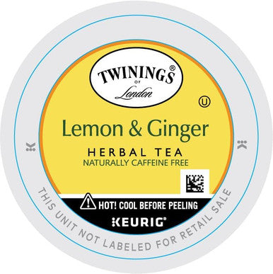 Twinings Lemon & Ginger Blend Herbal Tea Single Serve Keurig- 24/Box(4/CASE)
