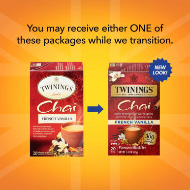 Twinings French Vanilla Chai Sweet & Spiced Tea Bags - 20-Count Box(6/CASE)