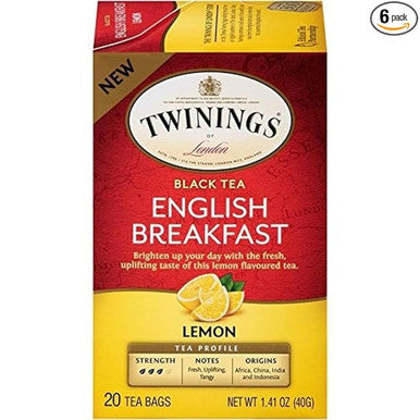 Twinings English Breakfast with Lemon Infusion Tea Bags - 20/Box(6/CASE)