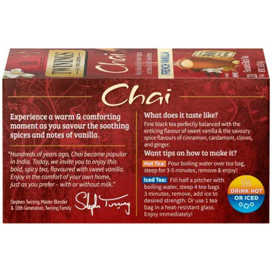 Twinings French Vanilla Chai Sweet & Spiced Tea Bags - 20-Count Box(6/CASE)