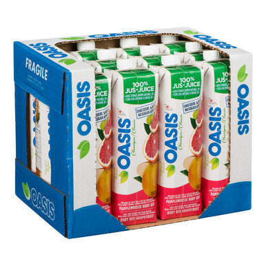 Oasis Ruby Red Grapefruit Juice, 100 Percent, Tetra | 960ML/Unit, 12 Units/Case