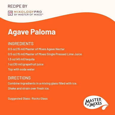 Master of Mixes Agave Syrup 375 mL - All-Natural Sweetener (12/Case)