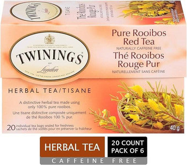 Twinings Pure Rooibos Balanced Flavor Herbal Tea Bags - 20/Box(6/CASE)