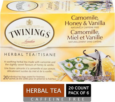 Twinings Chamomile, Honey & Vanilla Soothing Herbal Tea Bags - 20/Box(6/CASE)
