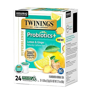Twinings Probiotics Lemon & Ginger Herbal Tea Single Serve - 24/Box(4/CASE)