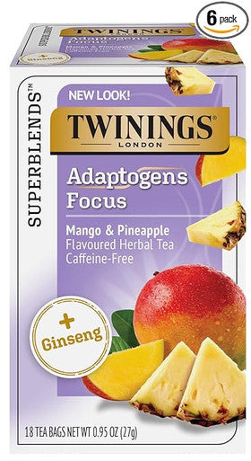 Twinings Focus Ginseng, Mango & Pineapple Tropical Tea- 18/Box(6/CASE)