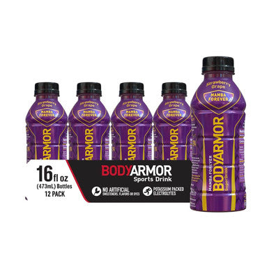 BODYARMOR Sports SuperDrink Coconut Water Hydration Strawberry Grape MAMBA FOREVER 473ml -12 PACK