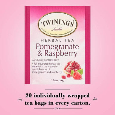 Twinings Pomegranate & Raspberry Fruity Herbal Tea Bags - 20/Box(6/CASE)