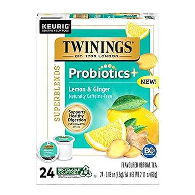 Twinings Probiotics Lemon & Ginger Herbal Tea Single Serve - 24/Box(4/CASE)