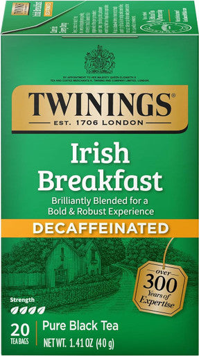 Twinings Irish Individually Wrapped Decaffeinated Tea Bags - 20-Box(6/CASE)