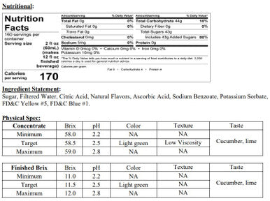 Pure Craft Beverages Cucumber Lime Soda Real Sugar Syrup 2.5 Gallon Bag in Box