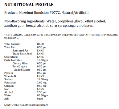 LorAnn Oils 1 Gallon Hazelnut Elegance for Culinary Bakery Emulsion