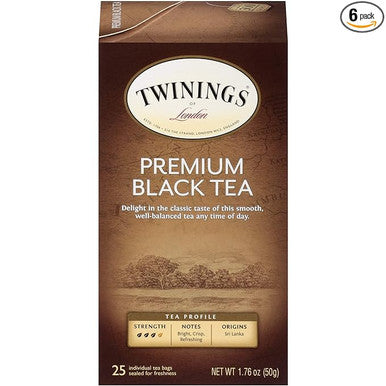 Twinings Premium Exquisite Black Tea Bags - 25-Count Box(6/CASE)