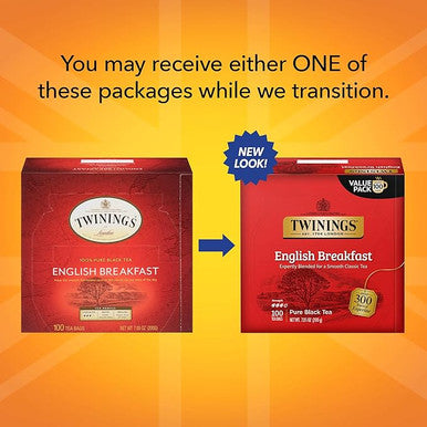 Twinings English Breakfast Tea Bags Premium & Full-Bodied- 100-Count(4/CASE)