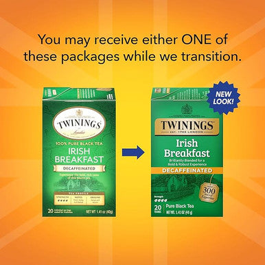 Twinings Irish Individually Wrapped Decaffeinated Tea Bags - 20-Box(6/CASE)