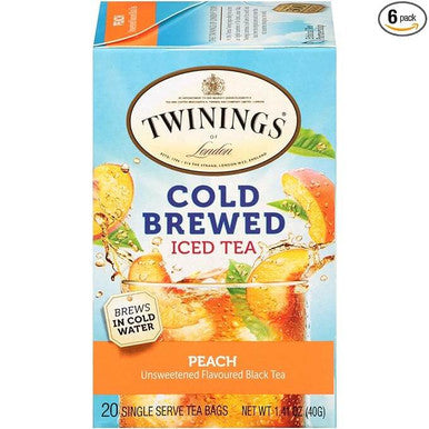 Twinings Peach Premium Cold Brewed Iced Tea Bags - 20/Box(6/CASE)