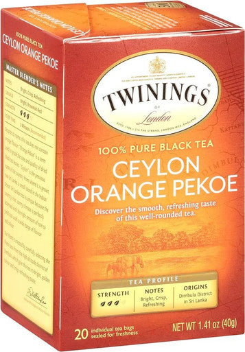 Twinings Ceylon Orange Pekoe Versatile Brewing Tea Bags - 20/Box(6/CASE)