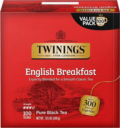 Twinings English Breakfast Tea Bags Premium & Full-Bodied- 100-Count(4/CASE)