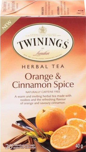 Twinings Orange & Cinnamon Spice Herbal Tea- 20-Box(6/CASE)